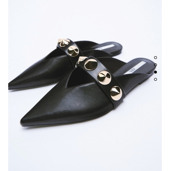 Zara * Pointed Studded Mules Black - Picture 2 of 5